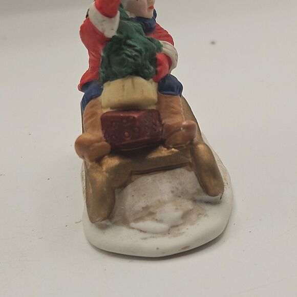 Vintage Russ Berrie & Co. Waving Child on Sleigh with Tree - Picture 9 of 16